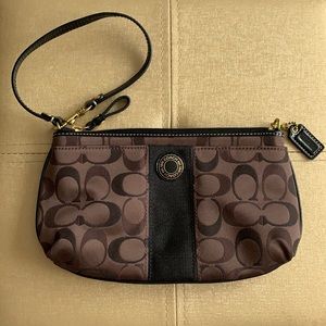 Dark Brown Coach Large Monogram Wristlet - NWOT